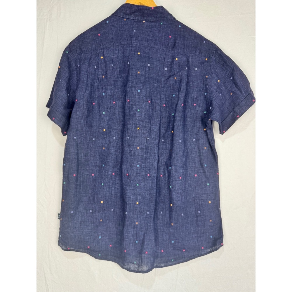 Rodd & Gunn Mens Navy Blue 100% Linen Embroidered Short Sleeve Shirt M Italian - Picture 4 of 9